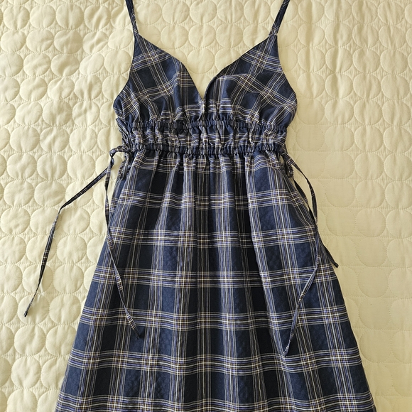 Gu Dresses & Skirts - Gu Uniqlo Blue Plaid Dress Size S